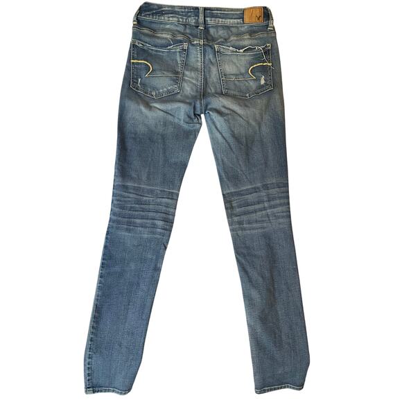 American Eagle Outfitters Women Skinny Jeans size 6 US Blue Mid Rise Stretch - Picture 10 of 11